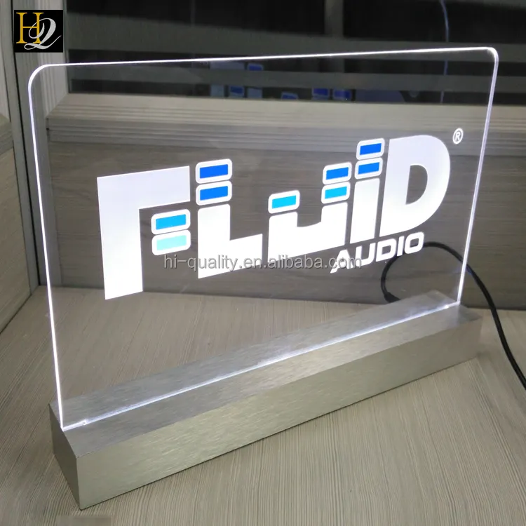 Acrilico di alta qualità Super slim LED bordo lit segno con base in alluminio