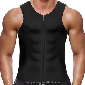 Débardeur amincissant en néoprène pour hommes, <span class=keywords><strong>gilet</strong></span> de soutien pour le dos, avec <span class=keywords><strong>fermeture</strong></span> à glissière, SB099, sans manches - Product Image 1