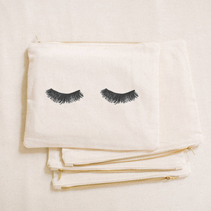 Piccole borse per cosmetici in cotone tinta unita da viaggio personalizzate per l'organizzatore di trucco - Product Image 3