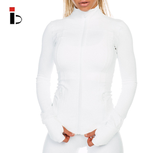 Özel spor salonu Yoga kıyafeti iş dışarı kadınlar Zip spor ceket - Product Image 3