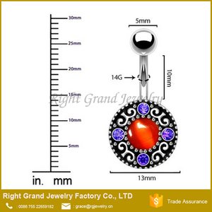 Tirbal Patrón Piedra del Ojo <span class=keywords><strong>de</strong></span> <span class=keywords><strong>Gato</strong></span> Del Anillo Del <span class=keywords><strong>Ombligo</strong></span> <span class=keywords><strong>de</strong></span> Acero quirúrgico - Product Image 2