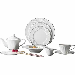 Argent Jante Fine Ensembles de Vaisselle En Porcelaine, Ensembles de Dîner Royal Classique En Porcelaine *