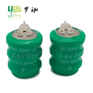 Environmental Friendly 3.6V 80Mah NI-MH Rechargeable Coin Cell 80H Nimh Battery