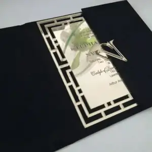 Monogram Embellished Elegant Velvet Wedding Invitation Cards