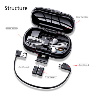OATSBASF caja de almacenamiento Micro USB 3 <span class=keywords><strong>en</strong></span> 1 línea de datos Cable de carga para iPhone y Android de tipo c - Product Image 3