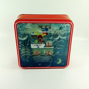 Caja cuadrada de pastel de lata de regalo de Navidad, caja de lata en relieve personalizada, lata de galleta de Metal personalizada OEM, contenedor de lata de Metal grande de forma cuadrada - Product Image 4
