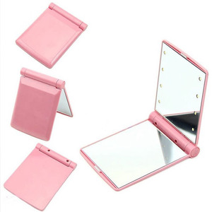 Usine en gros carré 8 pièces LED miroir de poche éclairé Double face Portable avec Logo personnalisé pour une utilisation cosmétique personnalisée - Product Image 1