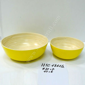 ชามไม้ไผ่ทรงกลมเคลือบเงา ชุด 2 ใบ / ชามไม้ไผ่แบบม้วนในเวียดนาม (HTC 1861/2) - Product Image 2