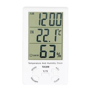 Digitale Thermometer Met Vochtigheid Ingebouwde & Externe Sensor Temperatuur En Vochtigheid Klok TA308