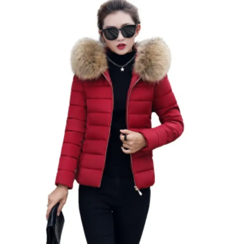 M-6XL Winter Down Cotton Jacket Plus Size Women Thicken Fake Fur Hooded Parkas Warm Coat Slim Female Clothes Outerwear
