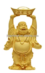 Koperen boeddha lachen, vergulde boeddha, elektroformeren budda