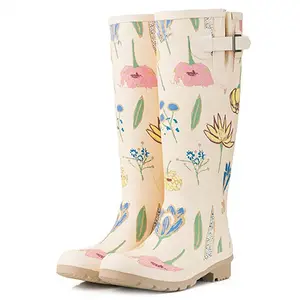 Yeni su geçirmez Anti kayma tasarım kendi kauçuk yağmur ayakkabıları için kadın lastik cizme Wellington özel yağmur çizmeleri