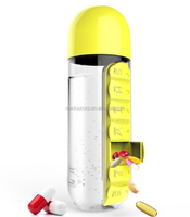 Madou Eco-vriendelijke Unisex Draagbare Waterfles met 7-daagse Wekelijkse Pillendoos 600ml Capaciteit voor Reizen & Buitengebruik