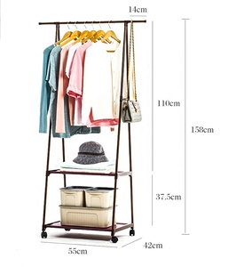 Porte manteau en métal de cm, Rail pour vêtements, garde-robe, 2 étagères, support de suspension - Product Image 5