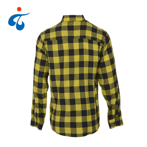 Camisa de Franela a Cuadros Amarillo Brillante y Negro para Hombre, Cómoda, Teñida con Hilo de Fantasía, al por Mayor - Product Image 3