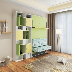 <span class=keywords><strong>Cama</strong></span> Mecánica Plegable de Diseño Innovador, <span class=keywords><strong>Cama</strong></span> <span class=keywords><strong>Vertical</strong></span> Tipo Murphy con Estantería y Sofá - Product Image 2