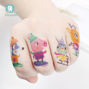 EC581 ~ 590 pegatinas de serie de dibujos animados con lindo <span class=keywords><strong>mono</strong></span> cerdo diseño Animal transferencia de agua temporal niños arte <span class=keywords><strong>tatuaje</strong></span> pegatinas - Product Image 6