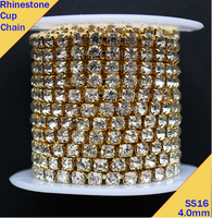 Chaîne de strass pour la garniture des vêtements, vente en gros Ss6,ss10 Ss12,ss16,ss18 Chaîne de strass