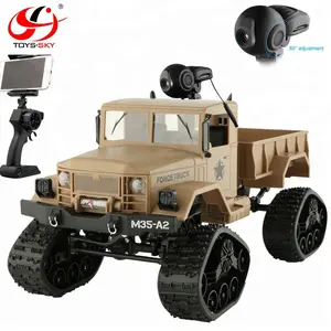 4WD 1/16 Snow Tires 4 Wheel Drive Off-Road RC Military Toy Pickup truck 4x4 Climbing Car model with wifi camera front light RTR