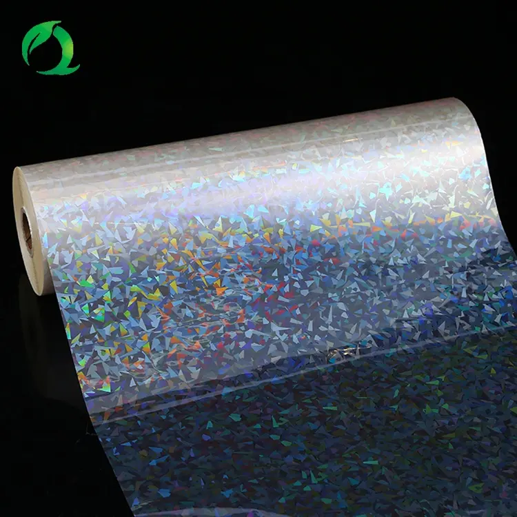 Película de laminación térmica transparente Bopp, patrón de vidrio roto holográfico