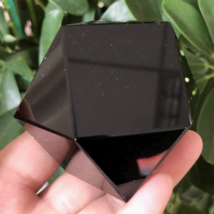Cubo di Cristallo Naturale a 14 Lati con Angoli Tagliati, Pietra di Ossidiana Poliedrica per Meditazione - Product Image 4