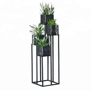 Groothandel Eenvoudige Ontwerpen Thuis Indoor Morden Ijzer Bloem Plant Pot Multi-Gelaagde Staande Indoor Metalen Planter Pot