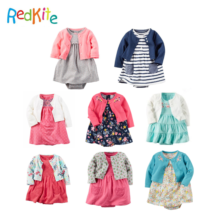 Мульти Стиль 2 шт. Комплект комбинезон для девочек комплект одежды, органический хлопок детские Боди Комплект, детское платье