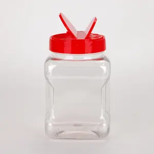 500ml klares Haustier Quadrat Kunststoff Gewürz Shaker Glas Verpackung Bulk Gewürz glas Set