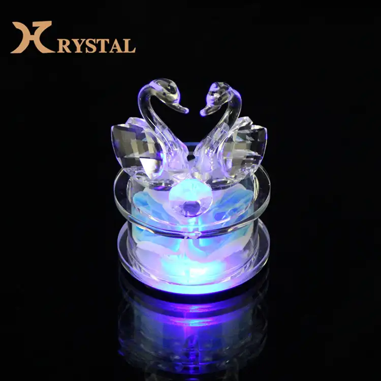 Personalizada boda Centerpiecse decoración regalo de cristal cisne con luz LED