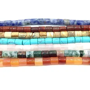 Natural Stone Beads String 6 × 7ミリメートルチューブシリンダーキューブビーズFor DIY Making Jewelry Supplies