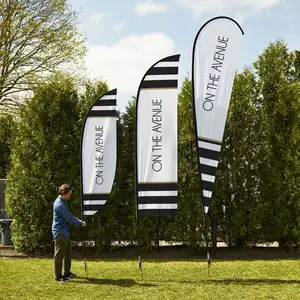 Bandera de playa promocional personalizada, kit de banderola con punta de tierra, banderas en forma de lágrima para la venta