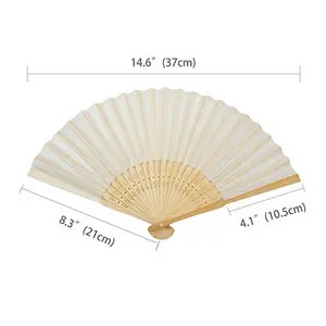 Ivory White Handheld Folded Wedding Favor Souvenirs Guests Gift Party Favors Wedding Bamboo Fabric Hand Fan With Gift Box