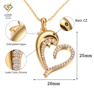 Venta caliente de Moda de Corte de Delfines Colgante Collar 18 K Chapado En Oro Con Encanto Joyería para Regalo de Las Muchachas - Product Image 3
