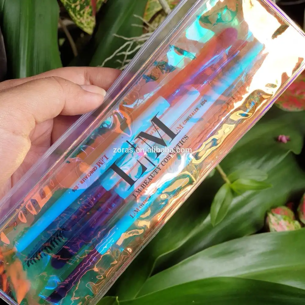 Saco de lápis transparente portátil personalizado pelos fabricantes, bolsa para maquiagem