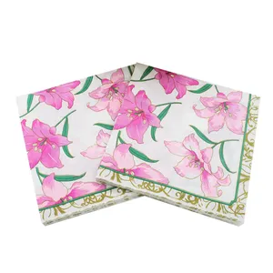 Print Paper Napkins Narcissus Flower For Festive & Party Supplies Tissue Decoration Decopage 33*33cm Or Custom Napkin