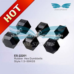 Engins de remise en forme 1.5 - 50kgs noir moulage caoutchouc <span class=keywords><strong>hex</strong></span> haltères - Product Image 1