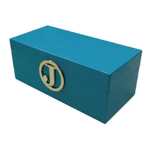 Kotak Perhiasan Piano Biru Pernis Pink Flanel Kotak Kayu Inisial