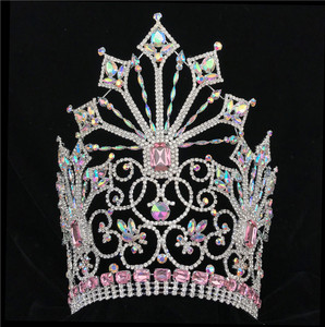Couronne de beauté personnalisée de 10 pouces, strass, couronne de concours de beauté, couronnes hautes en cristal, bande ajustable, <span class=keywords><strong>Miss</strong></span> Big Tiara - Product Image 1