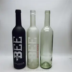 Lege Matzwarte Logo Gedrukt Donker Matte Glazen Rode Wijnfles Met Kurk 750Ml - Product Image 1