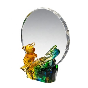 Jadevertu Chinese zodiac crystal liuli trophy Pate-de-Ve trofeo a forma di maiale e placca premio <span class=keywords><strong>per</strong></span> la decorazione del regalo della cerimonia del ricordo - Product Image 4