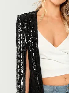 <span class=keywords><strong>Blazer</strong></span> formel pour femmes, <span class=keywords><strong>cape</strong></span> à sequins à devant ouvert, de haute qualité, OEM - Product Image 4