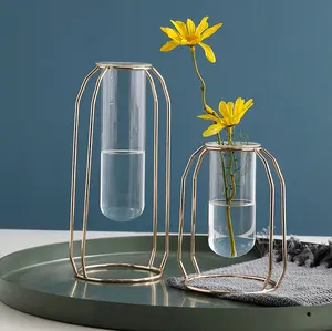 <span class=keywords><strong>Vaso</strong></span> in Vetro Trasparente Economico per Idroponica, Decorazione Casa e Matrimoni, <span class=keywords><strong>con</strong></span> Supporto Oro Rosa - Product Image 2