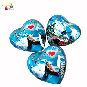 Diskon besar 3D Vienna kubah persegi kaca kristal untuk berbagai negara Logo stiker Souvenir disesuaikan Magnet kulkas