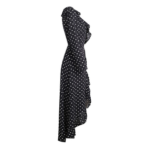 2018 Autunno Chiffon Maxi <span class=keywords><strong>Maniche</strong></span> <span class=keywords><strong>Lunghe</strong></span> Polka Dot Abito Corto Posteriore Lungo anteriore Dei Vestiti Delle Donne - Product Image 4