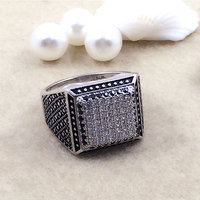 Vente directe d'usine, bagues en onyx turc vintage personnalisées, bague en argent sterling 925 thaïlandais avec pierre noire