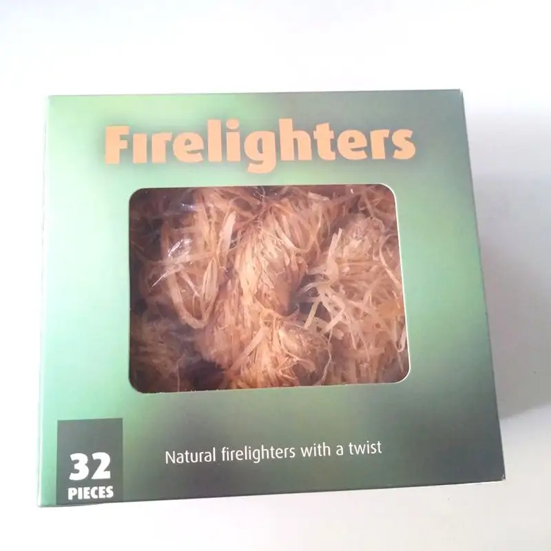 32 adet/kutu Amazon barbekü ateş başlatıcı ahşap yün barbekü kömür firelighter