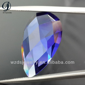 moda gota de pera forma plana facetas tanzanita sintético de piedras preciosas precio - Product Image 1