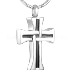 Unisex Handmade Cross Pendant Necklace Stainless Steel Silver Plated Orthodox Pet Cremation Urn <strong>Ash</strong> <strong>Keepsake</strong> - Product Image 2