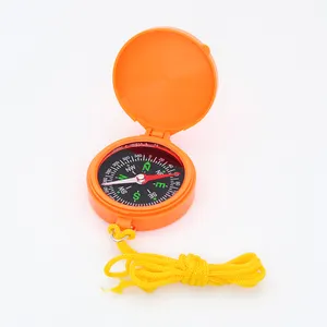 Colorful Plastic Mini Pocket Compass with String for Kids Portable Outdoor Navigation Gift for Hiking and Tourism