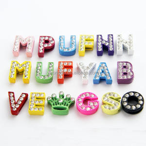 Groothandel Zilveren Strass Griekse Alfabet Slide Bedels Voor 8Mm Armband En Riemen Aangepaste Gepersonaliseerde Slide <span class=keywords><strong>Charms</strong></span> - Product Image 1